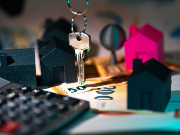 Anahtarlar ve minyatür ev maketleriyle gayrimenkul finansmanı